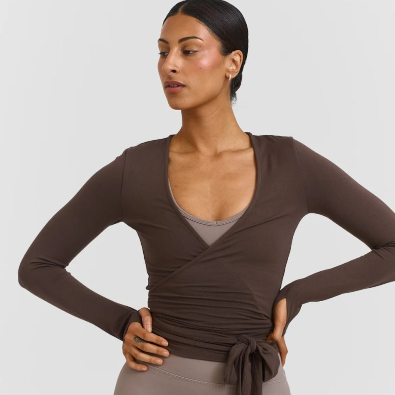 SISTERLY TRIBE Ballet Wrap Top - Espresso Velikost: L