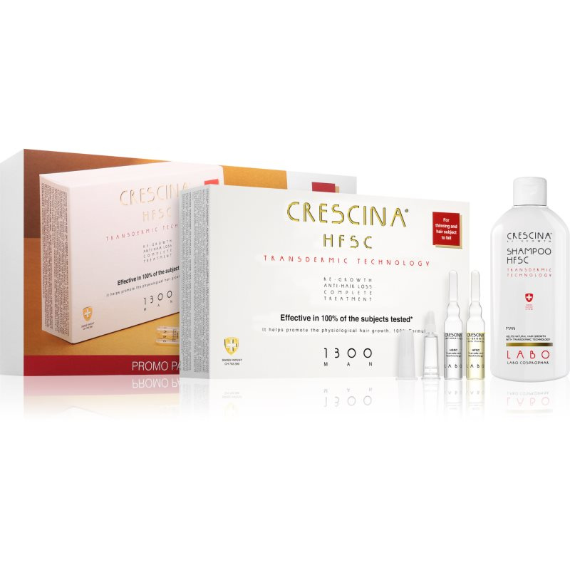 Crescina Transdermic 1300 Re-Growth and Anti-Hair Loss péče pro podporu růstu a proti vypadávání vlasů pro muže výhodné balení