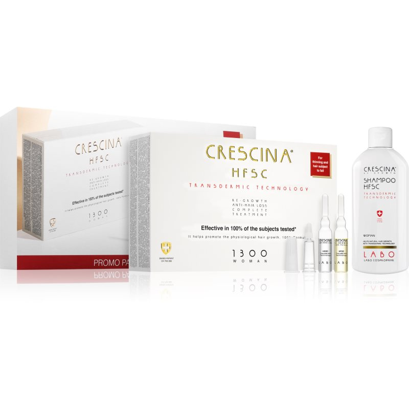 Crescina Transdermic 1300 Re-Growth and Anti-Hair Loss péče pro podporu růstu a proti vypadávání vlasů pro ženy výhodné balení