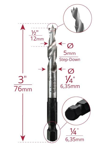 Milescraft | Vrták 5 mm pro šablonu na vrtání otvorů nosičů polic