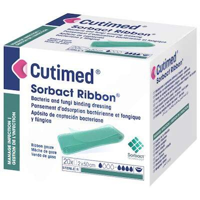 Cutimed Sorbact Ribbon antimikrobiální krytí příze v roli 2cmx50cm 20ks
