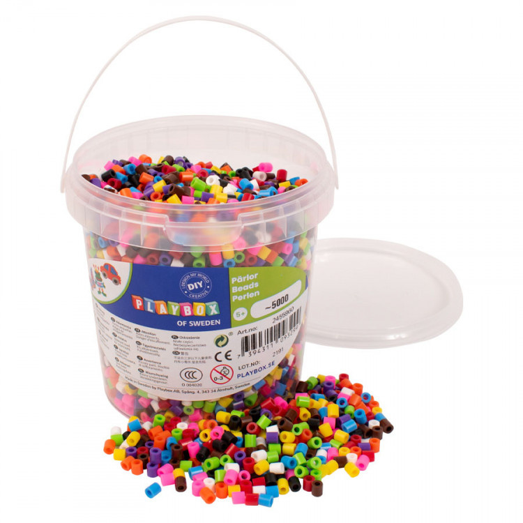 Zažehlovací korálky- 5000 ks korálků- kbelík, základní barvy