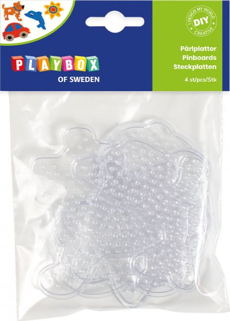 Playbox Destičky pro zažehlovací korálky 4ks, pes, auto, ryba, kytka