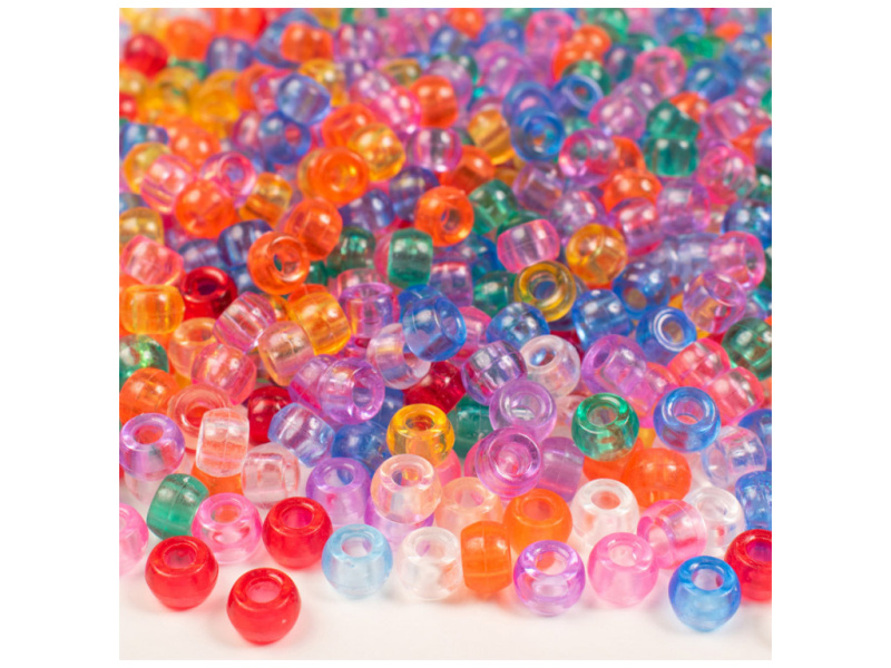 Plastové korálky barevné průhledné 0,9x0,6cm, 1000ks