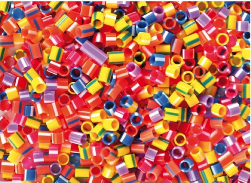 Plastové korálky - pruhované trubky, 1000ks