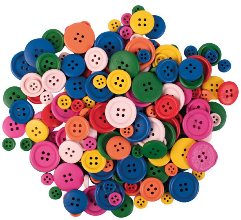 Dřevěné knoflíky - 200 ks, mix velikostí a barev