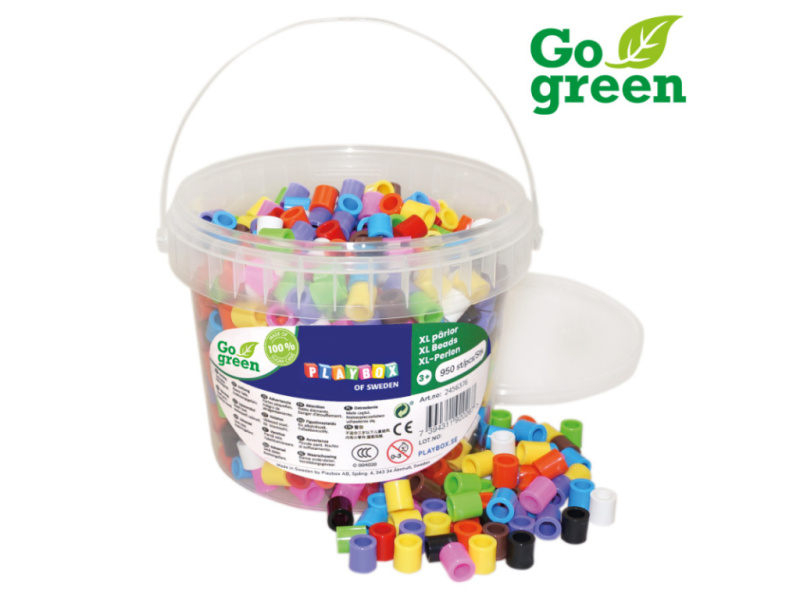 Playbox Zažehlovací korálky XL 950 ks v kbelíku Go Green mix barev