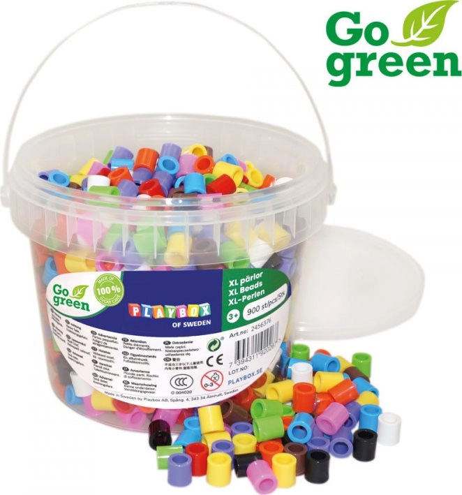 Playbox Zažehlovací korálky XL 950 ks v kbelíku Go Green mix barev