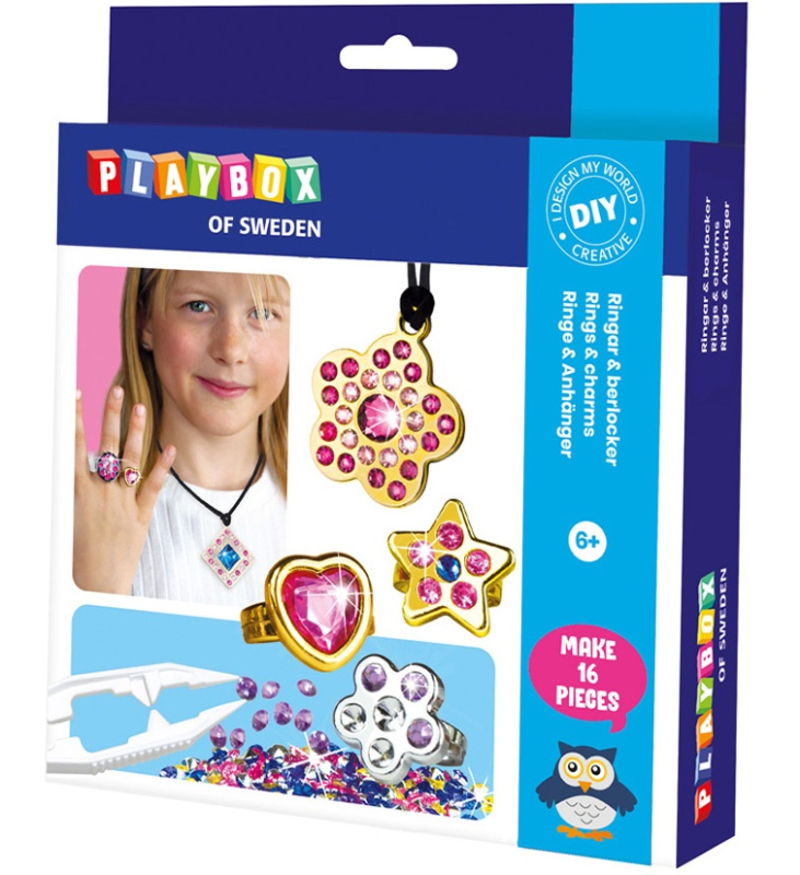 Prstýnky a přívěsky s kamínky - kreativní sada Playbox