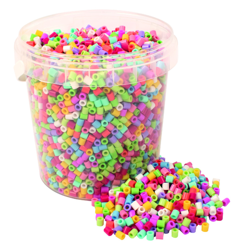 Zažehlovací korálky v kyblíku, 5000ks - pastelové barvy - happy mellow