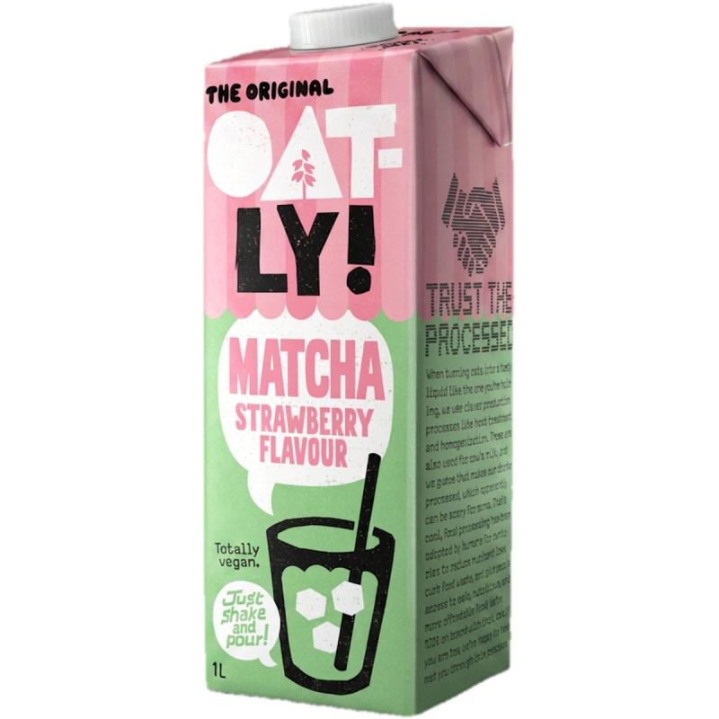 Oatly! Nápoj ovesný Matcha s příchutí jahody