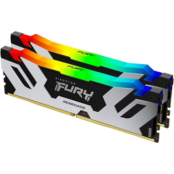 Kingston FURY Renegade Black RGB DDR5 96GB 6000MHz CL32 DIMM (2x48GB) XMP (KF560C32RSAK2-96) Černá/stříbrná