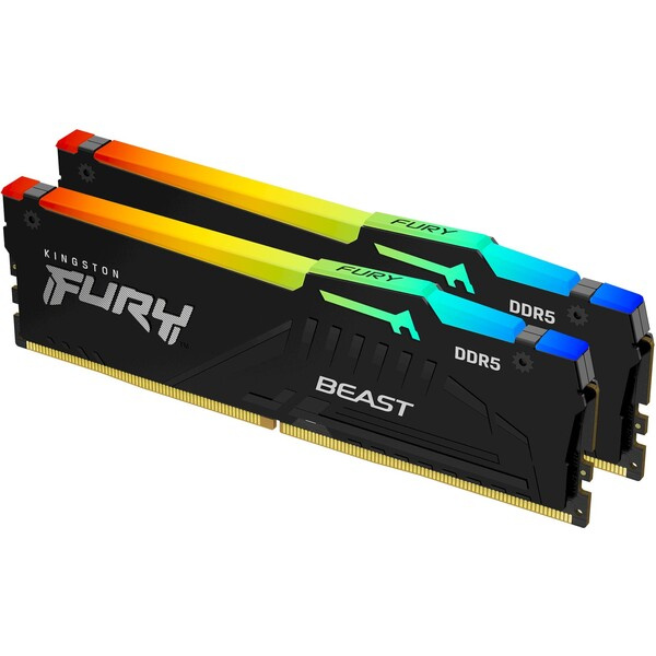 Kingston FURY Beast Black RGB DDR5 64GB 6000MT/s CL36 DIMM (2x32GB) EXPO/XMP (KF560C36BBE2AK2-64) Černá