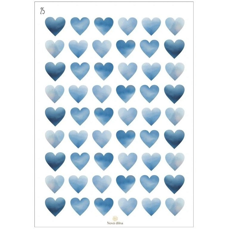 Samolepky A5 - Modrá srdíčka