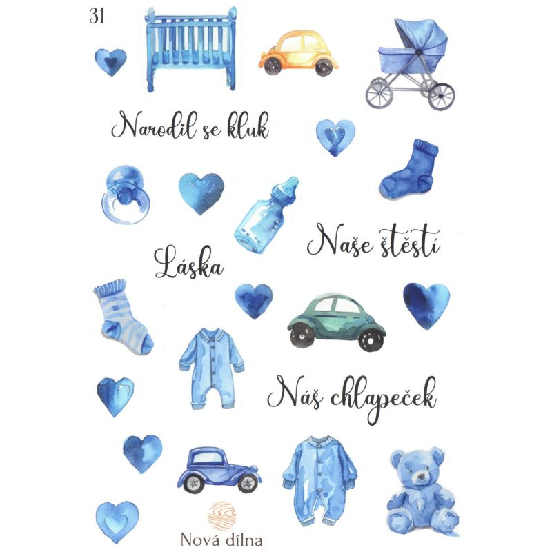 Samolepky A5 - Narodil se kluk