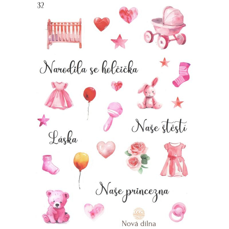 Samolepky A5 - Narodila se holčička
