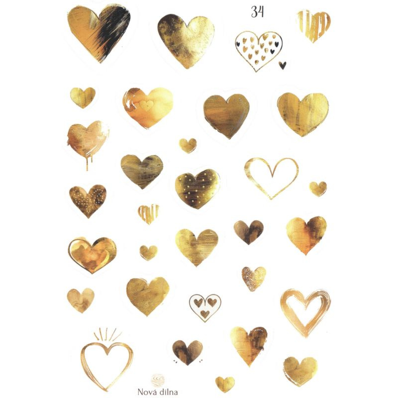 Samolepky A5 - Zlatá srdíčka