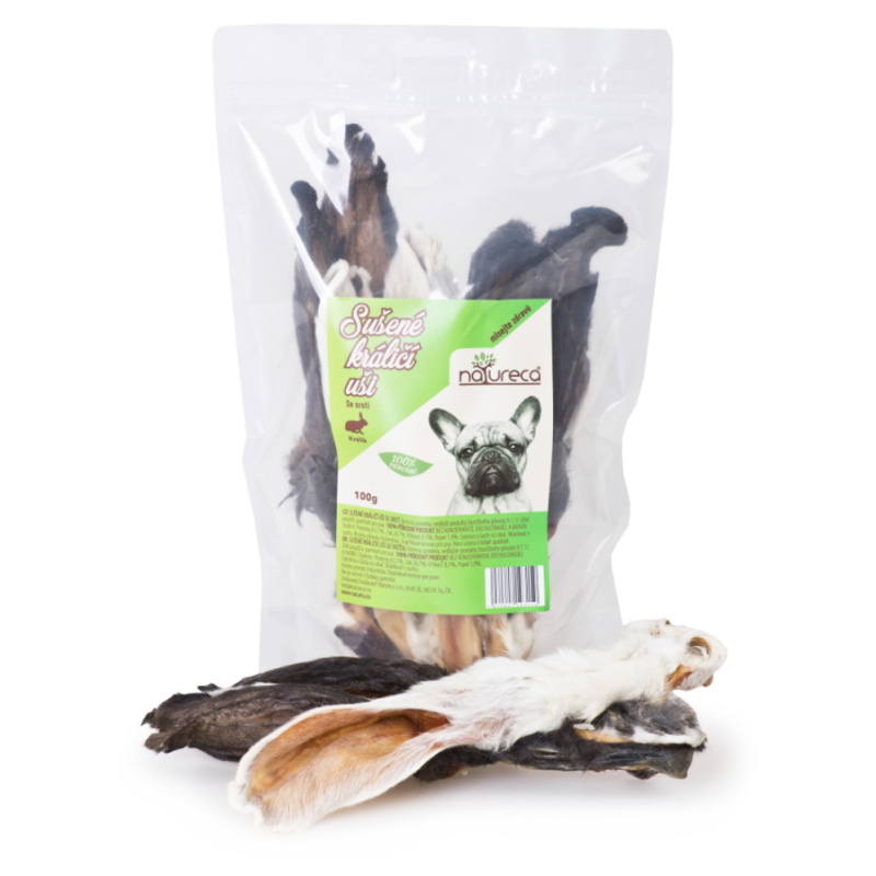 NATURECA pochoutka Králičí uši se srstí  100g