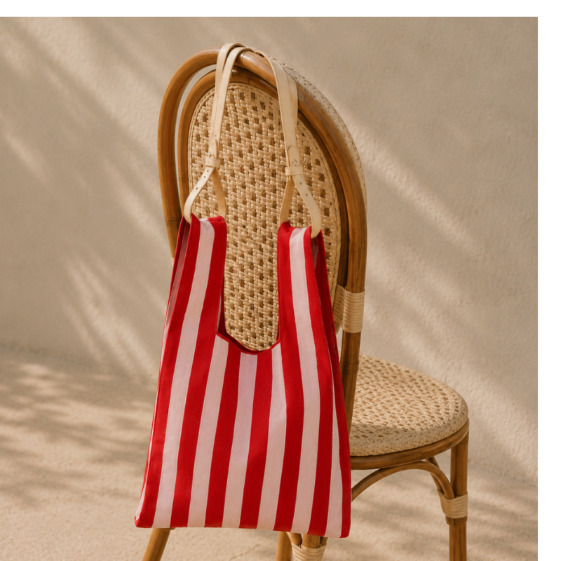 THE STICKY SIS CLUB Taška market Knittedstripes - cerise + ballet