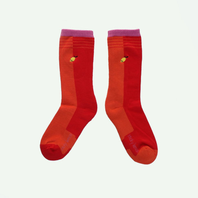 STICKY LEMON Ponožky better together - rugby red Velikost: 32-35