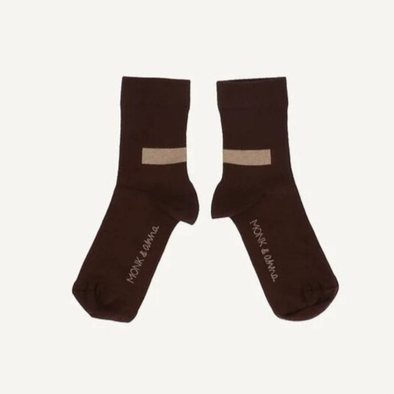MONK & ANNA Ponožky Graphic shape - dark wood Velikost: 35-38