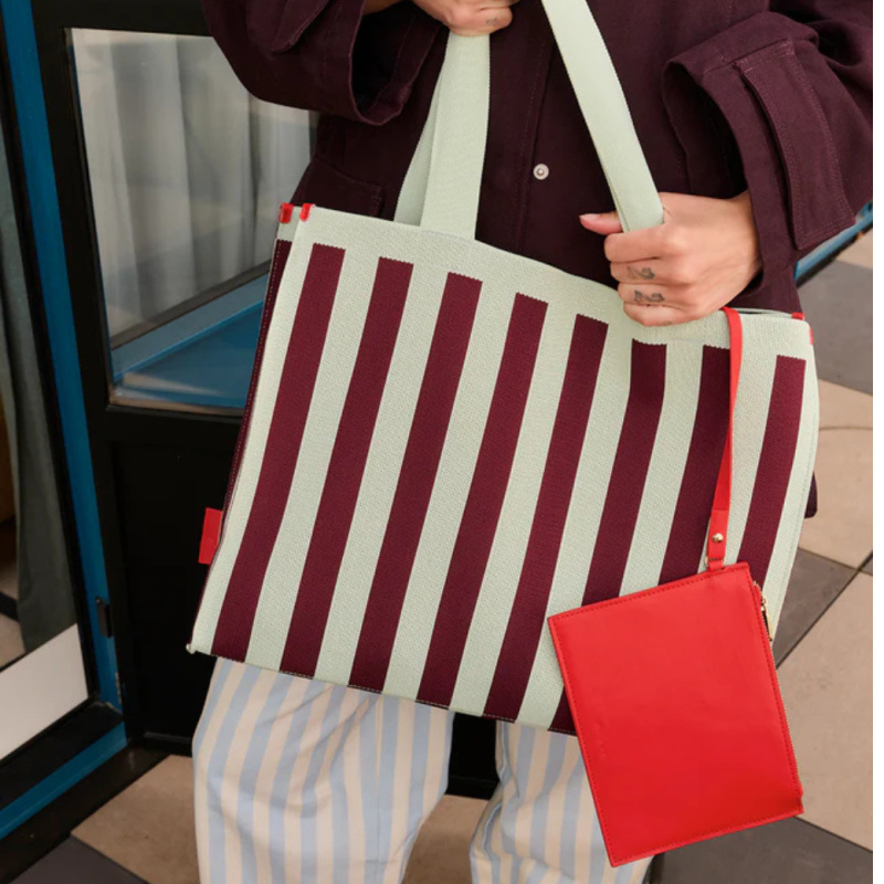 STICKY LEMON THE STICKY SIS CLUB Taška Shopper Knitted stripes - mist + fig
