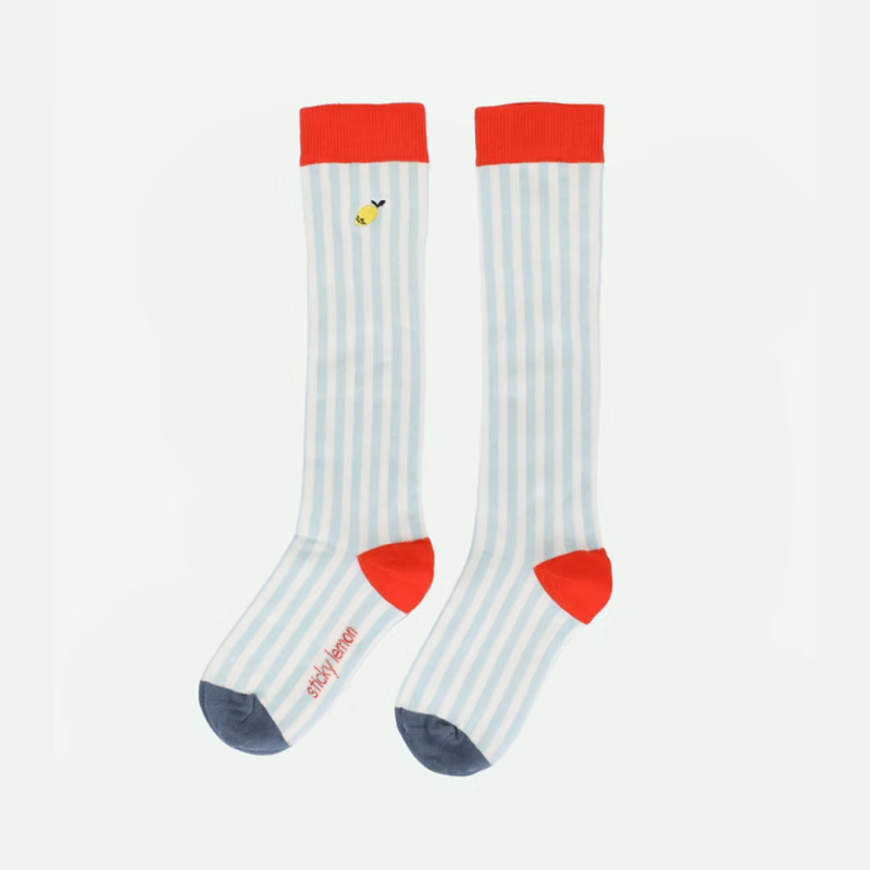 STICKY LEMON Podkolenky wonders - stripes zissou blue Velikost: 25-27
