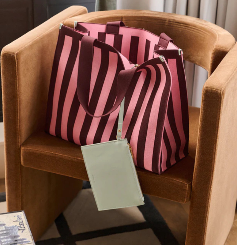 STICKY LEMON THE STICKY SIS CLUB Taška Shopper Knitted stripes - chocolate + bubblegum