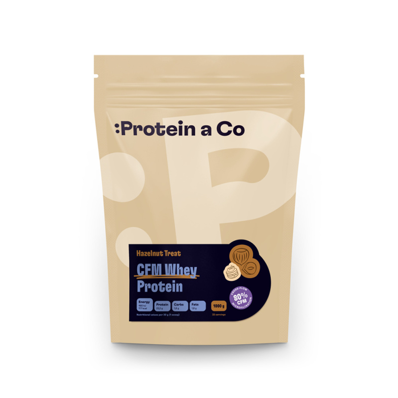 Protein&Co CFM WHEY PROTEIN 80 1 kg, Hazelnut treat
