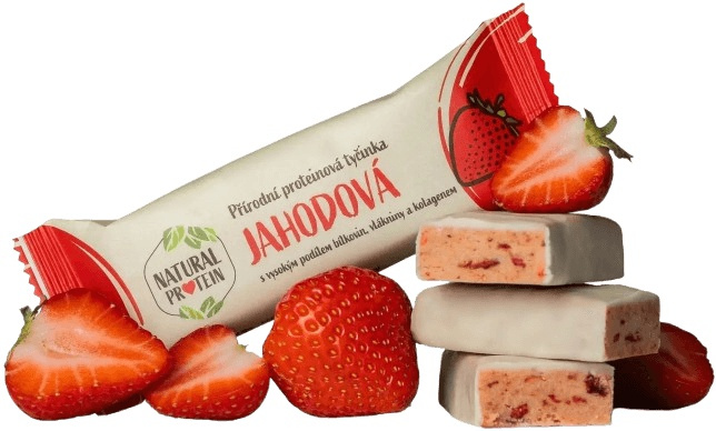 Natural Protein Proteinová tyčinka s kolagenem 50 g - jahoda