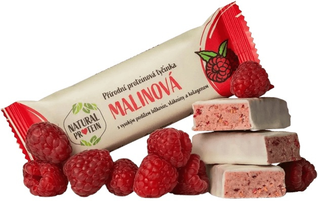 Natural Protein Proteinová tyčinka s kolagenem 50 g - malina