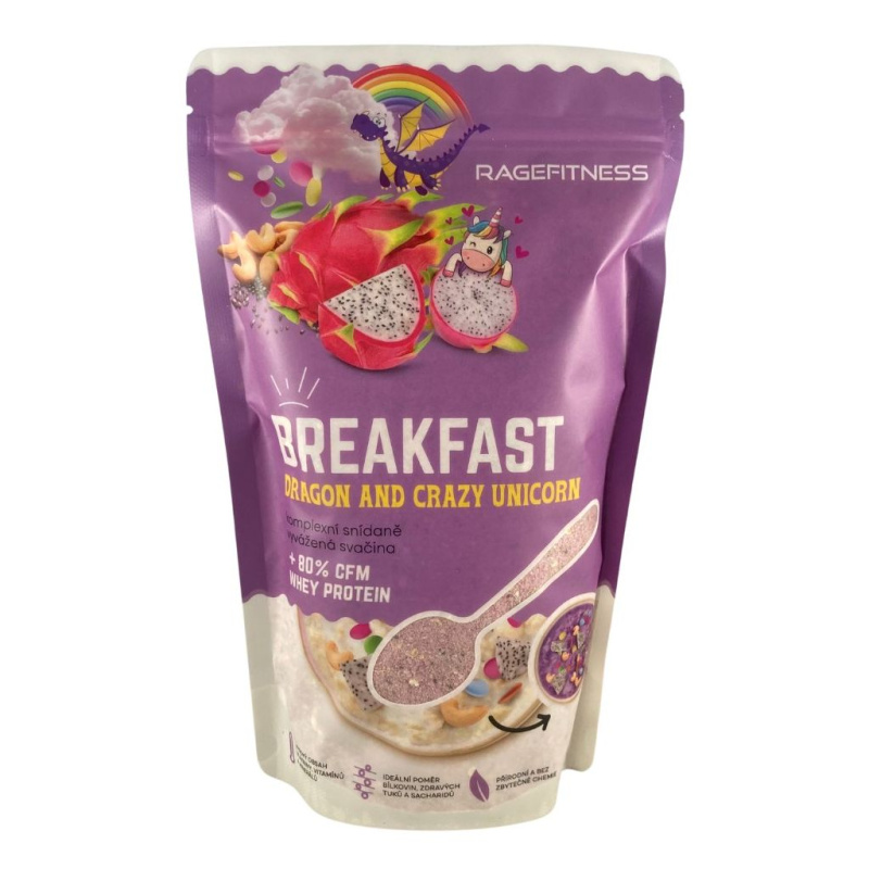 RageFitness Instantní rýžová kaše s Whey proteinem, 600 g Příchuť: Dračí ovoce