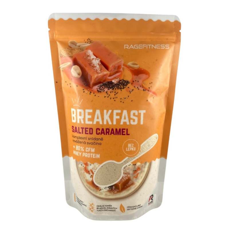 RageFitness Instantní rýžová kaše s Whey proteinem, 600 g Příchuť: Salted Caramel
