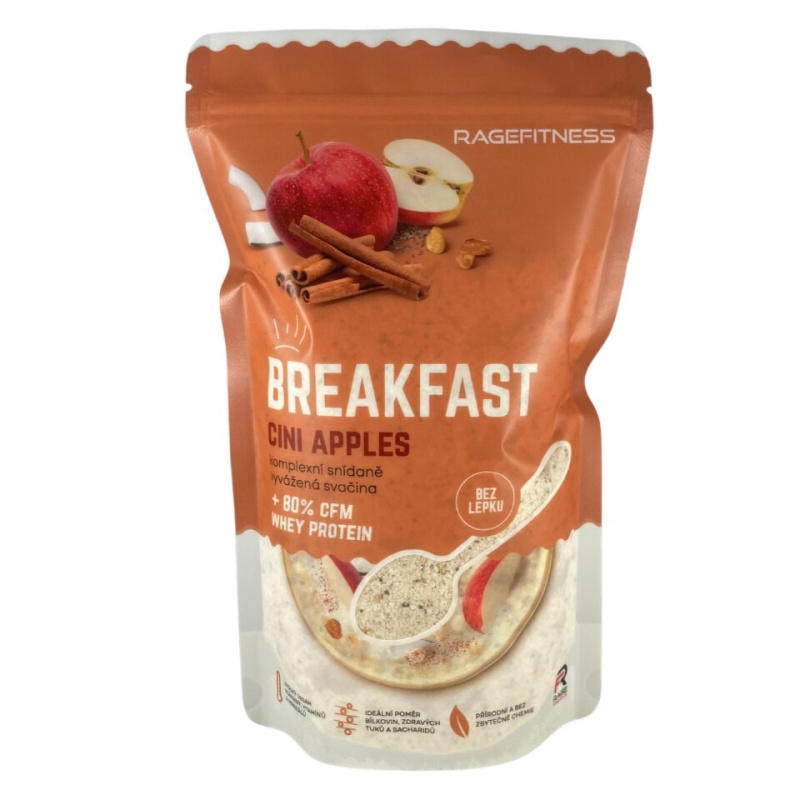 RageFitness Instantní rýžová kaše s Whey proteinem, 600 g Příchuť: Jablko/Skořice