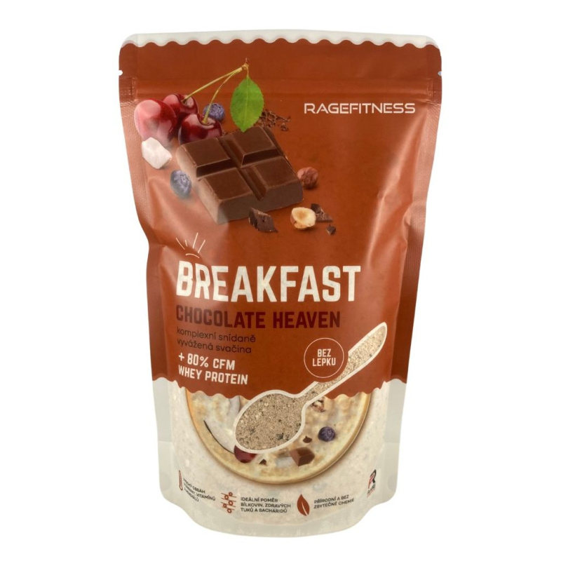 RageFitness Instantní rýžová kaše s Whey proteinem, 600 g Příchuť: Čokoláda
