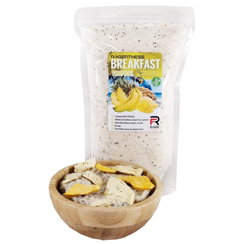 RageFitness Instantní rýžová kaše s Whey proteinem, 600 g Příchuť: Tropical