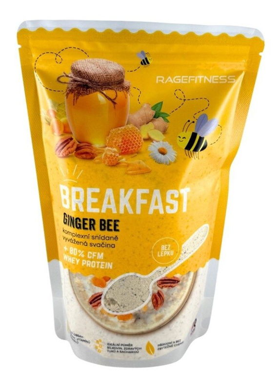 RageFitness Instantní rýžová kaše s Whey proteinem, 600 g Příchuť: Med/Zázvor