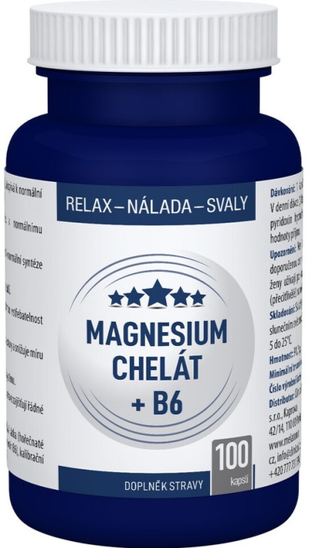 CLINICAL Magnesium chelát + B6 100 kapslí