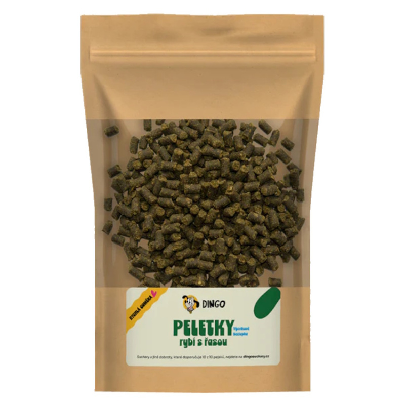 DINGO peletky ryba s řasou, 150g