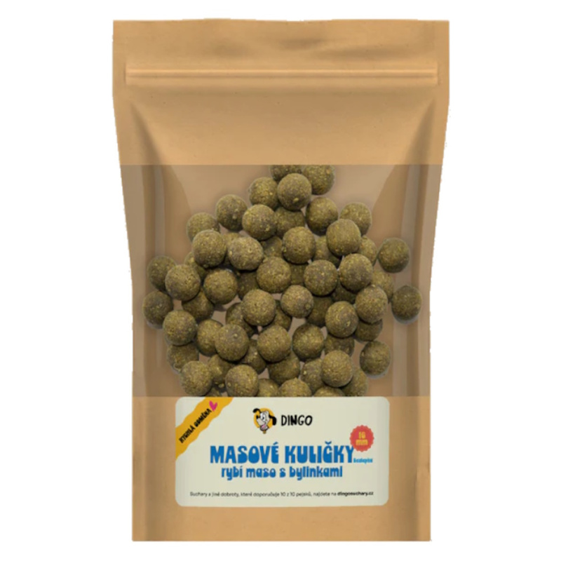DINGO masové kuličky rybí maso s bylinkami 16mm, 150g