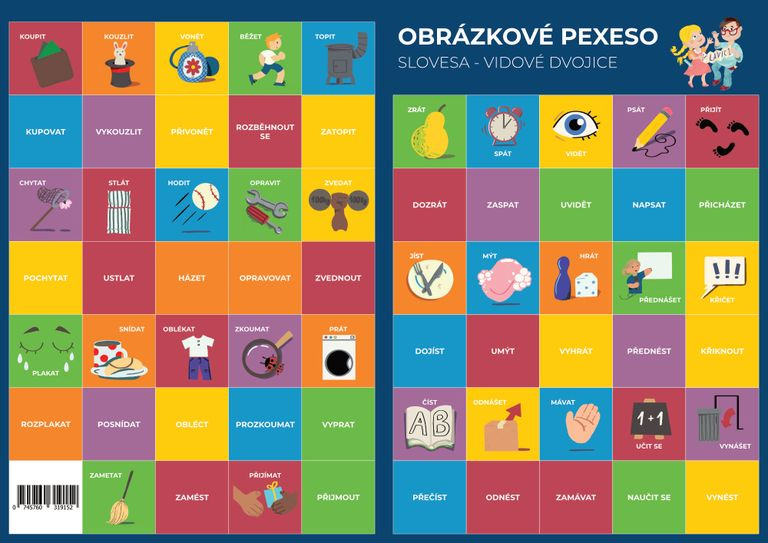 Pexeso: Český jazyk - Vidové dvojice - Martin Staněk - hra z kategorie Vzdělávací hry