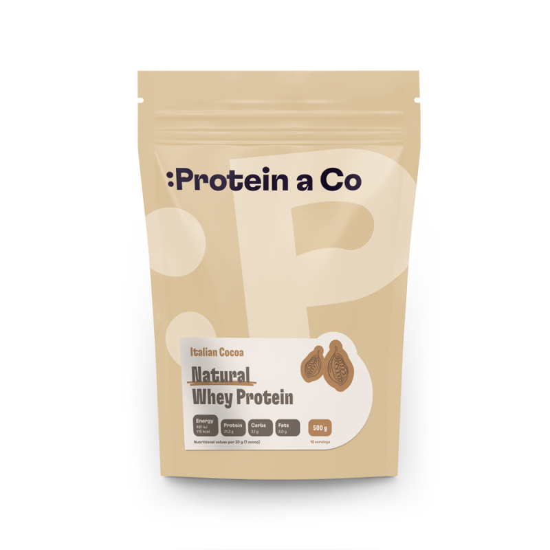 Protein&Co NATURAL WHEY – prémiový protein 500 g, Italian cocoa