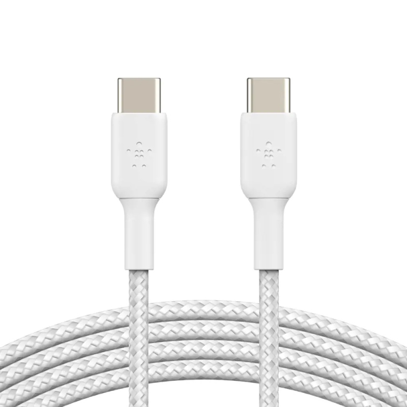 Belkin BOOST Charge Braided USB-C/USB-C odolný kabel, 1m, bílý