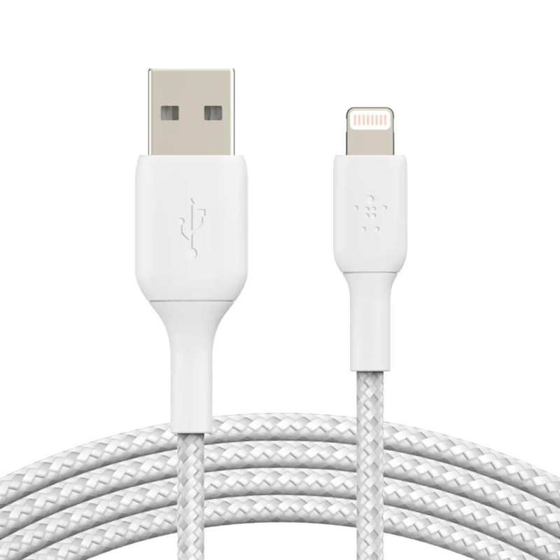 Belkin BOOST Charge Braided Lightning/USB-A odolný kabel, 1m, bílý