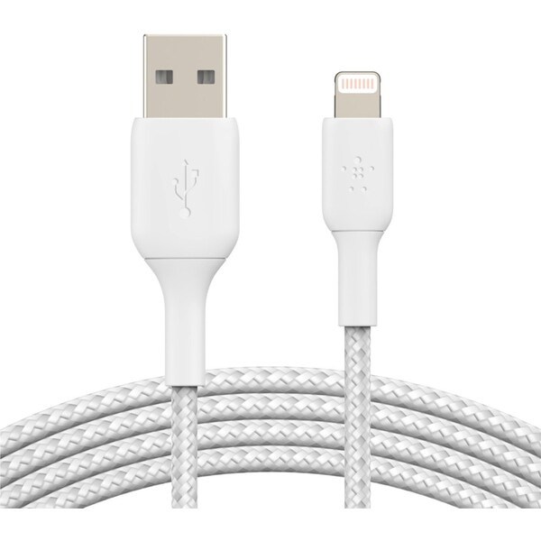 Belkin BOOST Charge Braided Lightning/USB-A odolný kabel, 1m, bílý