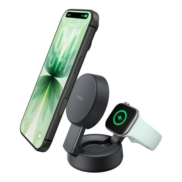 Belkin UltraCharge™ PRO Qi2 25W 2v1 MagSafe nabíječka tmavě šedá