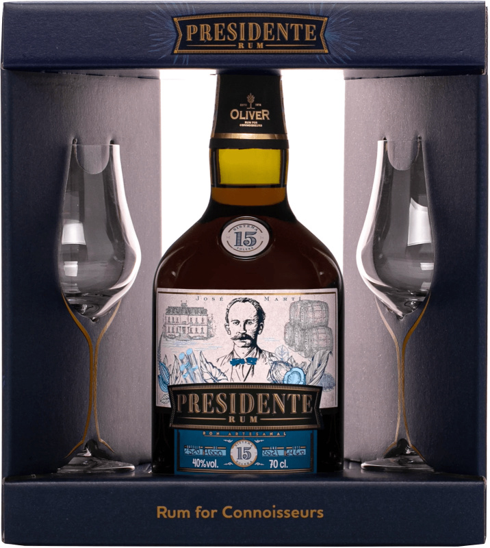 Presidente Marti 15 Sistema Solera + 2 sklenice 40% 0,7l (darčekové balenie 2 poháre)