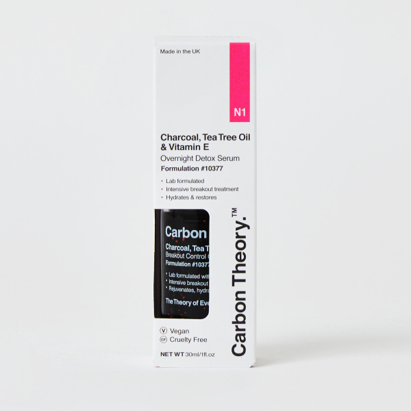 Carbon Theory Charcoal, Tea Tree Oil & Vitamin E regenerační noční sérum s revitalizačním účinkem pro problematickou pleť 30 ml
