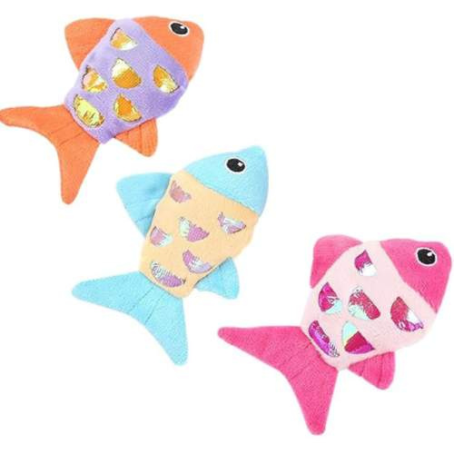 Barevná křupavá rybka pro kočky s catnipem 1 ks