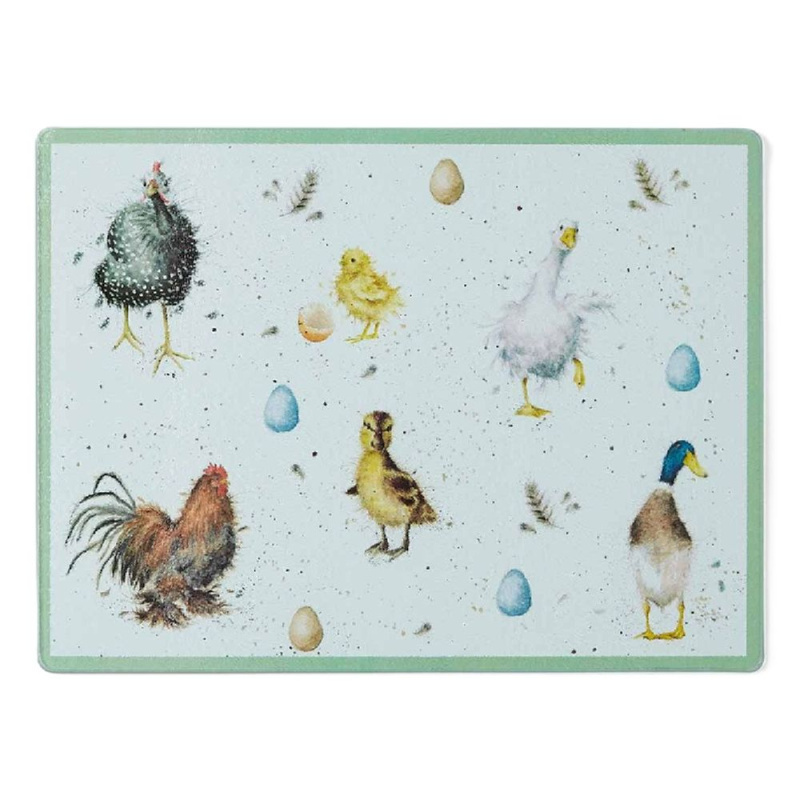 Pimpernel Skleněná krájecí deska Wrendale Designs "The Country Set" - Ptáčci na farmě